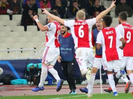AEK Athens v Ajax Amsterdam UEFA Champions League Dusan Tadic of Ajax Amsterdam celebrates after scoring a goal during the UEFA Champions League match at Olympic Stadium, Athens Content Not Available For UK Newspapers Copyright: xYannisxHalasx FIL-12606-0026