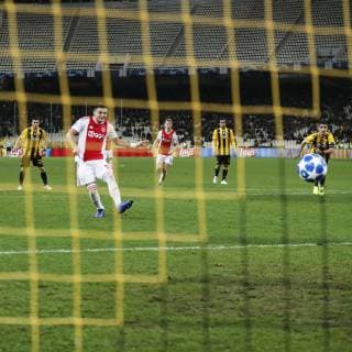ATHENS, Olympic Stadium, AEK Athens FC - Ajax , football, Champions League, season 2018-2019, 27-11-2018, Ajax player Dusan Tadic scores 0-1 during the game AEK Athens - Ajax (0-2) . AEK Athens - Ajax  x2649850x