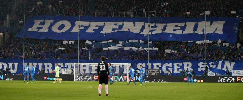 choreography of the hoffenheimer fans UEFA Champions League TSG 1899 Hoffenheim vs. Schachtar Donezk Groupe F 5 Matchday November 27 2018 Wirsol Rhein Neckar Arena Germany YmdY DFL DFL regulations prohibit any use of photographs as image sequences and or quasi video TSG 1899 Hoffenheim Schachtar Donezk