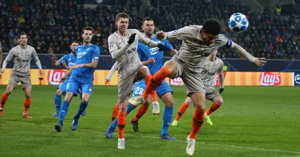 Taison 7 Schachtar Donezk right UEFA Champions League TSG 1899 Hoffenheim vs. Schachtar Donezk Groupe F 5 Matchday November 27 2018 Wirsol Rhein Neckar Arena Germany YmdY DFL DFL regulations prohibit any use of photographs as image sequences and or quasi video TSG 1899 Hoffenheim Schachtar Donezk