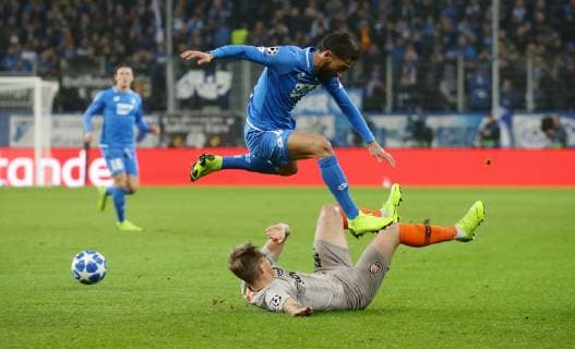 Sinsheim Football Champions League TSG Hoffenheim vs Schachtar Donezk from above Kerem Demirbay Hoff Oleg Danchenko Donezk