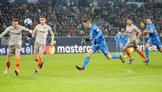 Sinsheim Football Champions League TSG Hoffenheim vs. Schachtar Donezk Goal to 1 2 middle scorer Andrej Kramaric Hoff