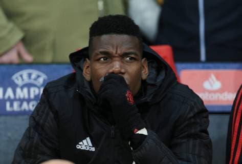 Paul Pogba of Manchester United ManU starts on the bench during the UEFA Champions League match at Old Trafford, Manchester. Picture date 27th November 2018. Picture credit should read: Matt McNulty Sportimage EDITORIAL USE ONLY. No use with unauthorised audio, video, data, fixture lists, club league logos or live services. Online in-match use limited to 120 images, no video emulation. No use in betting, games or single club league player publications.
