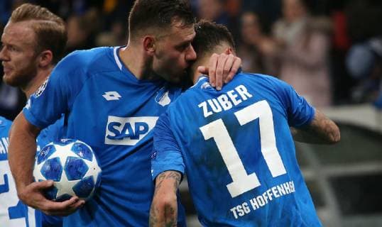 2 2 equalisation by Steven ZUBER 17 1899 Hoffenheim goal-hunting UEFA Champions League TSG 1899 Hoffenheim vs. Schachtar Donezk Groupe F 5 Matchday November 27 2018 Wirsol Rhein Neckar Arena Germany YmdY DFL DFL regulations prohibit any use of photographs as image sequences and or quasi video TSG 1899 Hoffenheim Schachtar Donezk