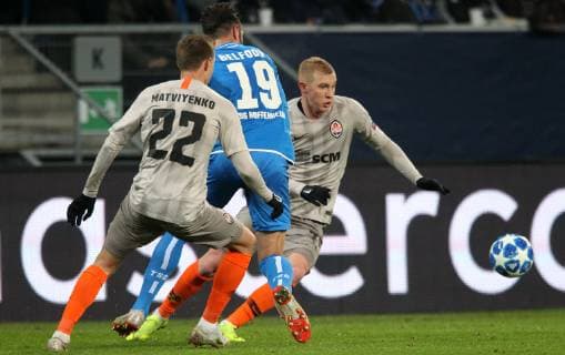 Viktor Kovalenko 74 Schachtar Donezk UEFA Champions League TSG 1899 Hoffenheim vs. Schachtar Donezk Groupe F 5 Matchday November 27 2018 Wirsol Rhein Neckar Arena Germany YmdY DFL DFL regulations prohibit any use of photographs as image sequences and or quasi video TSG 1899 Hoffenheim Schachtar Donezk
