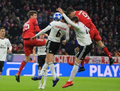 27 11 2018 Champions League Season 2018 2019 Bayern vs Benfica Allianz Arena Munich Sport in picture 3 0 by Robert Lewandowski FCB Thomas Mueller FCB Jonas Benfica Ruben Dias Benfica German Conti Benfica come to late DFL REGULATIONS PROHIBIT ANY USE OF PHOTOGRAPHS AS IMAGE SEQUENCES AND OR QUASI VIDEO