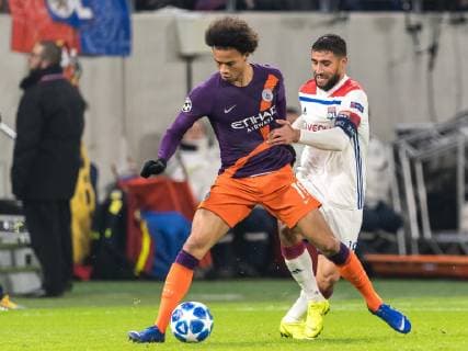 (L-R)Leroy Sane of Manchester City, Nabil Fekir of Olympique Lyonnais during the UEFA Champions League group F match between Olympique Lyonnais and Manchester City at Stade de Lyon on November 27, 2018 in Decines, France UEFA Champions League 2018 2019 xVIxVIxImagesx xGerritxvanxKeulenxIVx 12909656