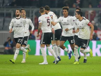 SOCCER - UEFA CL, Bayern vs Benfica MUNICH,GERMANY,27.NOV.18 - SOCCER - UEFA Champions League, FC Bayern Muenchen vs Benfica Lissabon. Image shows the rejoicing of Gedson Fernandes (Benfica). GEPAxpictures xThomasxBachun