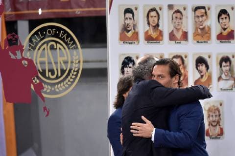 Francesco Totti and Paulo Roberto Falcao on All of Fame of AS Roma during the Uefa Champions League 2018 2019 Group G football match between AS Roma and Real Madrid at Olimpico stadium Allianz Stadium, Rome, November, 27, 2018 Foto Antonietta Baldassarre Insidefoto antoxbalda