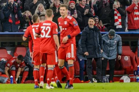 Munich Germany 27 11 2018 UEFA Champions League 2018 19 Season Back Round Group Phase Group E 5 Matchday FC Bayern Muenchen SL Benfica Lisbon Coach Niko Kovac FCB cheers to the goal of Franck Ribery FCB DeFodi527