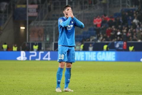 Ishak Belfodil Hoffenheim 19 disappointed disappointed looking disappointment frustration disappointed pessimistic clipping full body single frame action action game scene football UEFA Champions League TSG 1899 Hoffenheim FK Schachtar Donezk xozx