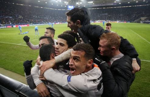 Schachtar Donezk UEFA Champions League TSG 1899 Hoffenheim vs. Schachtar Donezk Groupe F 5 Matchday November 27 2018 Wirsol Rhein Neckar Arena Germany YmdY DFL DFL regulations prohibit any use of photographs as image sequences and or quasi video TSG 1899 Hoffenheim Schachtar Donezk