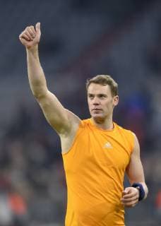 27 11 2018 Football UEFA Champions League 2018 2019 Group phase 5 matchday FC Bayern Munich Benfica Lisbon at Allianz Arena Munich Goalkeeper Manuel Neuer FC Bayern Munich is satisfied after the match DFL and DFB regulations prohibit any use of photographs as image sequences and or quasi video