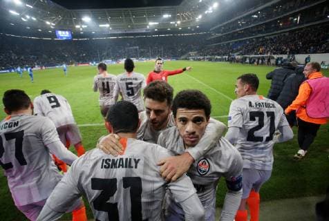 3 2 for Schachtar Donezk through Taison 7 Schachtar Donezk right goal cheering UEFA Champions League TSG 1899 Hoffenheim vs. Schachtar Donezk Groupe F 5 Matchday November 27 2018 Wirsol Rhein Neckar Arena Germany YmdY DFL DFL regulations prohibit any use of photographs as image sequences and or quasi video TSG 1899 Hoffenheim Schachtar Donezk