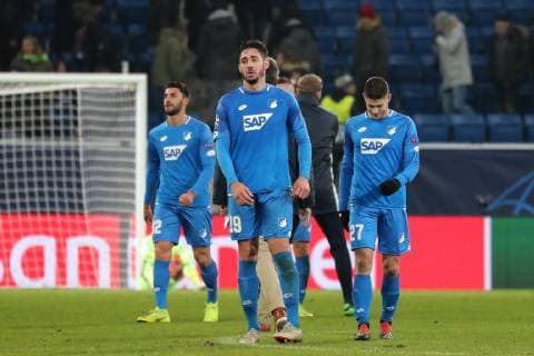 v li Vincenzo Grifo Hoffenheim 32 Ishak Belfodil Hoffenheim 19 Andrej Kramaric Hoffenheim 27 disappointed at defeat disappointment after final whistle highlight losers lost frustration disappointed pessimistic football UEFA Champions League TSG 1899 Hoffenheim FK Schachtar Donezk xozx