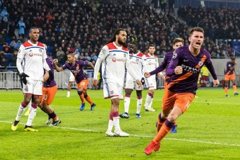 Fußball, CL, Olympique Lyon - Manchester City Aymeric Laporte of Manchester City celebrate his goal during the UEFA Champions League group F match between Olympique Lyonnais and Manchester City at Stade de Lyon on November 27, 2018 in Decines, France UEFA Champions League 2018 2019 xVIxVIxImagesx xGerritxvanxKeulenxIVx 12910808