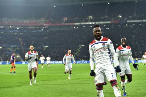 Fußball, CL, Olympique Lyon - Manchester City Joie de Maxwel Cornet (lyon) et de Memphis Depay et de Ferland Mendy FOOTBALL : Lyon vs Manchester City - Phase de groupes - Ligue des Champions - 27 11 2018 FredericChambert Panoramic 
