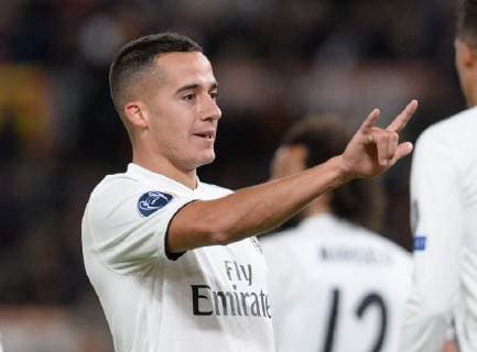 November 27, 2018 - Rome, Italy - Lucas Vazquez celebrates after scoring goal 0-2 during the UEFA Champions League match group G between AS Roma and Real Madrid FC at the Olympic stadium on november 27, 2018 in Rome, Italy. AS Roma v Real Madrid - UEFA Champions League Group G  - ZUMAn230 20181127_zaa_n230_313 Copyright: xSilviaxLorex