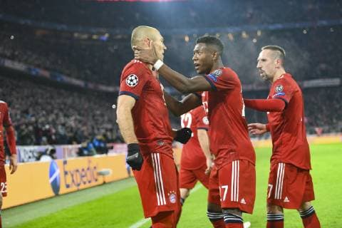 FC Bayern Munich vs. Benfica Lisbon Allianz Arena Munich 27 11 2018 In picture Arjen Robben David Alaba Franck Ribery Â