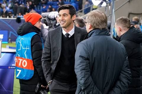 Paulo Fonseca coach head coach Schachtar Donezk single picture action action game scene joy friendly cheerful bright optimistic football UEFA Champions League TSG 1899 Hoffenheim FK Schachtar Donezk xozx