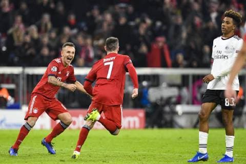 FC Bayern Munich vs. Benfica Lisbon Allianz Arena Munich 27 11 2018 In picture Rafinha Franck Ribery Â