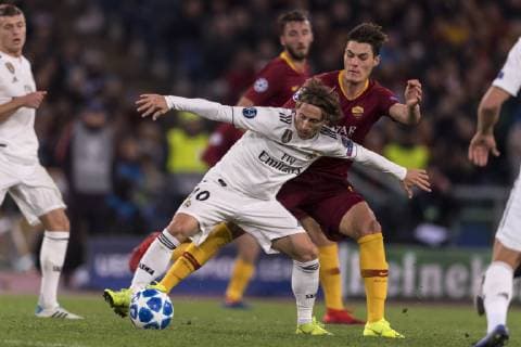 Luka Modric (Real Madrid) Patrik Schick (Roma) ; November 27; 2018 - Football : Uefa Champions League 2018 2019 ; Group stage - Group G- Match 5 ; final match between Roma 0-2 Real Madrid at Olimpic Stadium ; Roma, Italy.; ;( photo by aicfoto)(ITALY) 0855 Luigi Ferraris Stadium ; Genova, Italy.; ;( photo by aicfoto)(ITALY) 0855 Noxthirdxpartyxsales  (92543956)