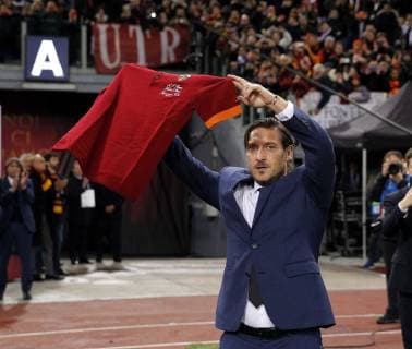 Partido de la Liga de Campeones entre la Roma y el Real Madrid. En la imagen, Totti.Champions League match between Roma and Real Madrid. In this picture, Totti. 