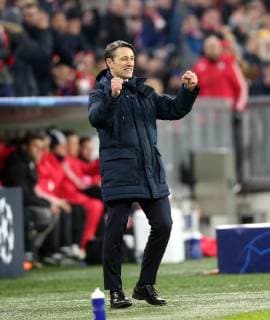 Soccer Champions League Season 2018 2019 Group Phase Men Germany 27 11 2018 5 Matchday FC Bayern Munich Benfica Lisbon v l Action Jubilee Jubilee Jubilee after Goal to 5 1 Coach Niko Kovac FC Bayern Munich