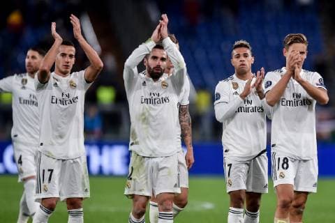 Dani Carvajal, Lucas Vazquez, Marcos Llorente, Mariano Diaz Real Madrid during the Uefa Champions League 2018 2019 Group G football match between AS Roma and Real Madrid at Olimpico stadium Allianz Stadium, Rome, November, 27, 2018 Foto Antonietta Baldassarre Insidefoto antoxbalda