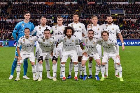 Real Madrid players: Thibaut Courtois, Dani Carvajal, Sergio Ramos, Raphael Varane, Toni Kroos, Karim Benzema, Luka Modric, Gareth Bale, Marcelo, Lucas Vazquez, Marcos Llorente during the Uefa Champions League 2018 2019 Group G football match between AS Roma and Real Madrid at Olimpico stadium Allianz Stadium, Rome, November, 27, 2018 Foto Antonietta Baldassarre Insidefoto antoxbalda