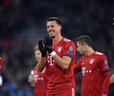 27 11 2018 Football UEFA Champions League 2018 2019 Group stage 5 matchday FC Bayern Munich Benfica Lisbon at Allianz Arena Munich Sandro Wagner FC Bayern Munich in a good mood after the match DFL and DFB regulations prohibit any use of photographs as image sequences and or quasi video