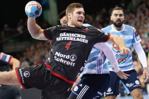 SG Flensburg Handewitt vs MOL Pick Szeged Handball EHF Champions League Group stage 28 11 18 Johannes Golla SG Flensburg Handewitt 04 Jorge Maqueda MOL Pick Szeged 05 xmmkx