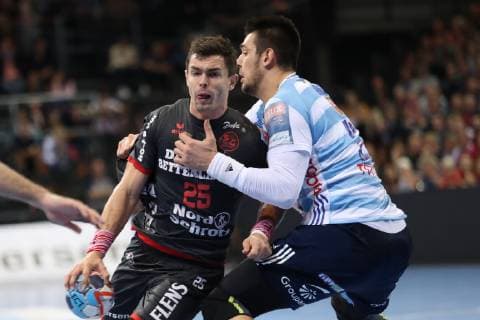 SG Flensburg Handewitt vs MOL Pick Szeged Handball EHF Champions League Group stage 28 11 18 Rasmus Lauge Schmidt SG Flensburg Handewitt 25 Mario Sostaric MOL Pick Szeged 24 xmmkx