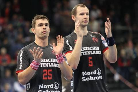 SG Flensburg Handewitt vs MOL Pick Szeged Handball EHF Champions League Group stage 28 11 18 Rasmus Lauge Schmidt SG Flensburg Handewitt 25 Simon Hald Jensen SG Flensburg Handewitt 05 xmmkx