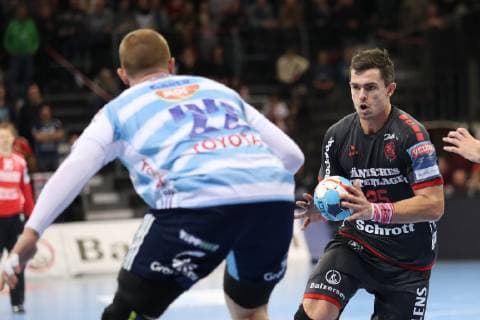 Rasmus Lauge Schmidt SG Flensburg Handewitt 25 Matej Gaber MOL Pick Szeged 22 Flensburg Schleswig Holstein Germany Flens Arena Copyright: xAgentur54Gradx xSpeedphotosx