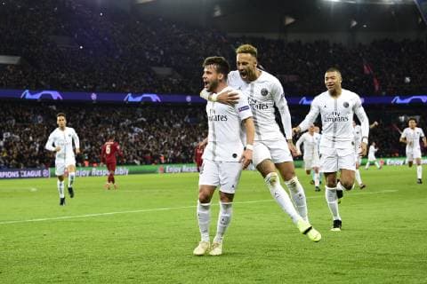 joie des joueurs du PSG apres le but de Juan Bernat (PSG) FOOTBALL : PSG vs FC Liverpool - Ligue des Champions UEFA - Paris - 28 11 2018 JBAutissier Panoramic 