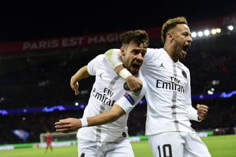 joie des joueurs du PSG apres le but de Juan Bernat (PSG) FOOTBALL : PSG vs FC Liverpool - Ligue des Champions UEFA - Paris - 28 11 2018 JBAutissier Panoramic 