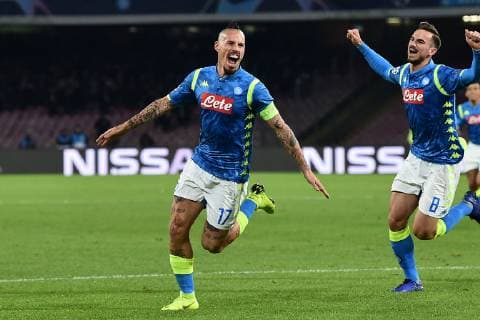 As Napoli 28 11 2018 - Champions League Napoli-Stella Rossa foto Antonello Sammarco Image nella foto: esultanza gol Marek Hamsik 