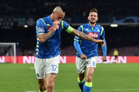 As Napoli 28 11 2018 - Champions League Napoli-Stella Rossa foto Antonello Sammarco Image nella foto: esultanza gol Marek Hamsik 