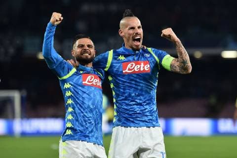As Napoli 28 11 2018 - Champions League Napoli-Stella Rossa foto Antonello Sammarco Image nella foto: esultanza gol Marek Hamsik 