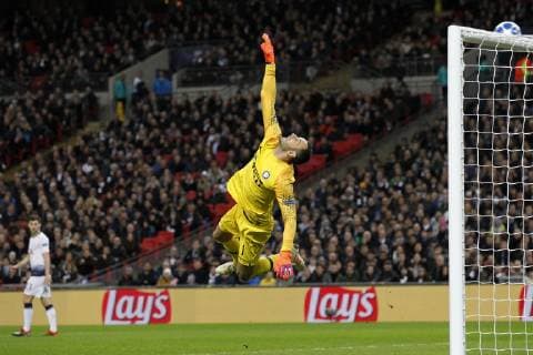 Samir Handanovic of FC Internazionale sees the shot beat him but not the crossbar during the UEFA Champions League Group Stage match between Tottenham Hotspur and Inter Milan at Wembley Stadium, London, England on 28 November 2018. Copyright: xCarltonxMyriex 22060004