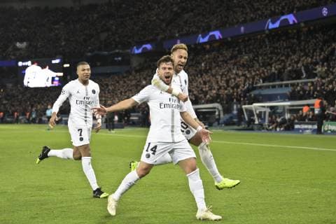 But deJuan Bernat et joie de Neymar Mbappe FOOTBALL : Paris Saint Germain vs Liverpool - Ligue des Champions - 28 11 2018 MAO Panoramic 