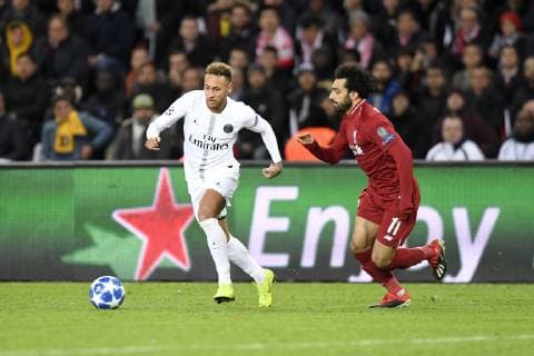 Sport Bilder des Tages 10 NEYMAR JR (PSG) - 11 MOHAMED SALAH (LIV) FOOTBALL : Paris SG vs Liverpool - Ligue des Champions - 28 11 2018 AnthonyBIBARD FEP Panoramic 