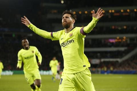 Sport Bilder des Tages EINDHOVEN, Philips Stadium, PSV - Barcelona , football, Champions League, season 2018-2019 , 28-11-2018, Barcelona player Lionel Messi celebrating the 0-1. PSV - Barcelona  x2652593x