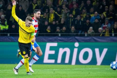 28 11 2018 xkvx Soccer UEFA Champions League Borussia Dortmund Club Bruegge emspor v l Goal chance by Marco Reus BVB Borussia Dortmund DFL DFB REGULATIONS PROHIBIT ANY USE OF PHOTOGRAPHS as IMAGE SEQUENCES and or QUASI VIDEO Dortmund