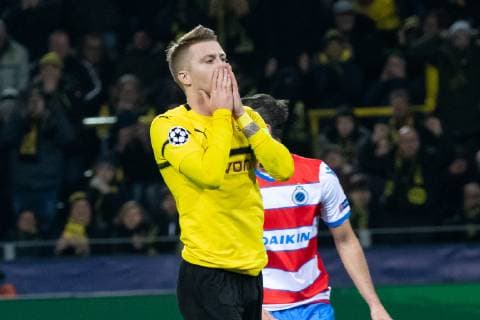 28 11 2018 xkvx Soccer UEFA Champions League Borussia Dortmund Club Bruegge emspor v l Goal chance by Marco Reus BVB Borussia Dortmund DFL DFB REGULATIONS PROHIBIT ANY USE OF PHOTOGRAPHS as IMAGE SEQUENCES and or QUASI VIDEO Dortmund