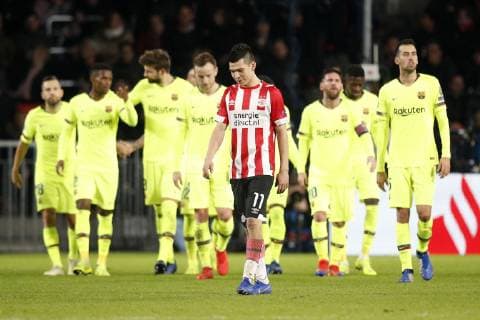 EINDHOVEN, Philips Stadium, PSV - Barcelona , football, Champions League, season 2018-2019 , 28-11-2018, PSV player Hirving Lozano disappointed after the 0-1. PSV - Barcelona  x2652709x