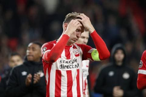EINDHOVEN, Philips Stadium, PSV - Barcelona , football, Champions League, season 2018-2019 , 28-11-2018, PSV player Luuk de Jong disappointed after the 1-2 lose. PSV - Barcelona  x2652892x