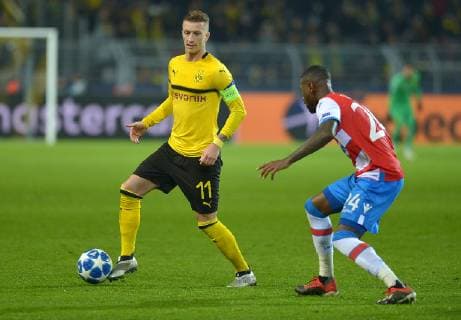 Dortmund Germany 28 11 2018 UEFA Champions League 2018 19 Season Back Round Group Stage Group A 5 Matchday BV Borussia Dortmund Club Bruegge Marco Reus BVB and Brandon Mechele Bruegge in the duel DeFodi521