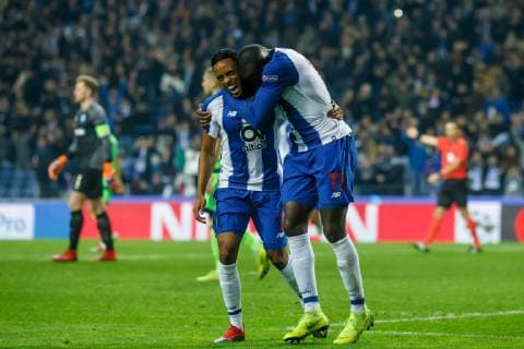 Portugal Porto 28 11 2018 UEFA Champions League 2018 19 Season Preliminary Group Phase Group D 5 Matchday FC Porto FC Schalke 04 Hernani FCP cheered the goal scorer Jesus Corona FCP to 3 1 DeFodi048